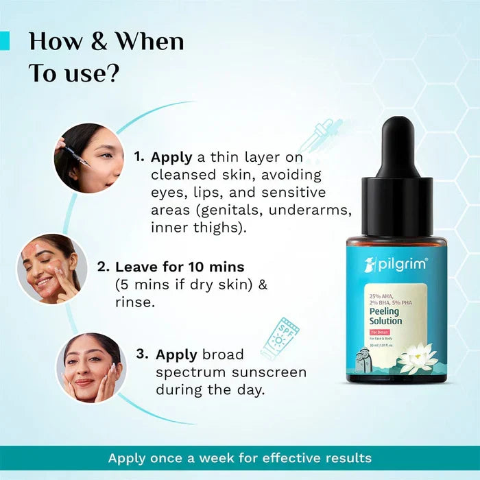 Pilgrim Peeling Solution | 25% AHA + 2% BHA + 5% PHA